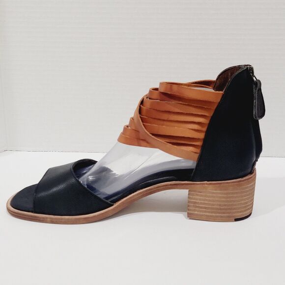 Gee WaWa Sandals Women Sz 10 M Black Brown Leather Ankle Strap Heels Hand Made - Picture 10 of 13